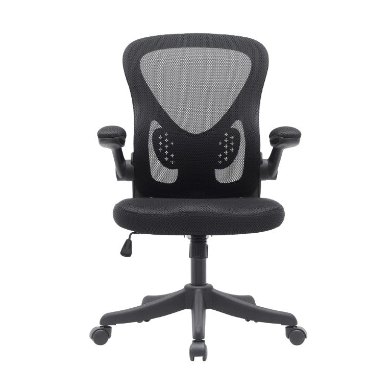 HomeRoots Black Ergonomic Swivel Task Chair with Height Adjustment and Rolling Caster Base 724241