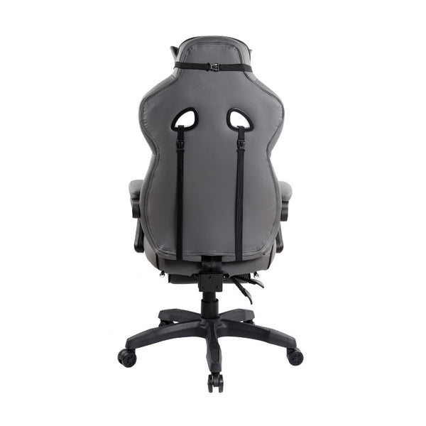 HomeRoots Gray Ergonomic Rolling Executive Chair with Adjustable Height and Built-in Footrest 724246