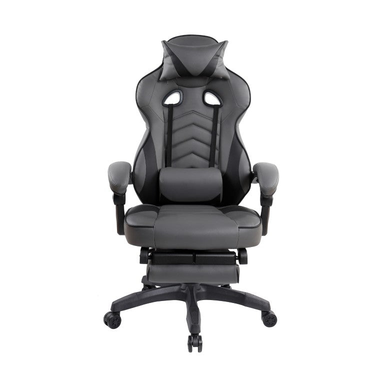 HomeRoots Gray Ergonomic Rolling Executive Chair with Adjustable Height and Built-in Footrest 724246