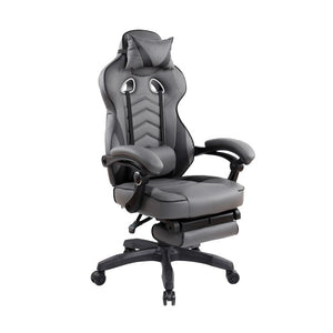Gray Ergonomic Rolling Executive Chair with Adjustable Height and Built-in Footrest