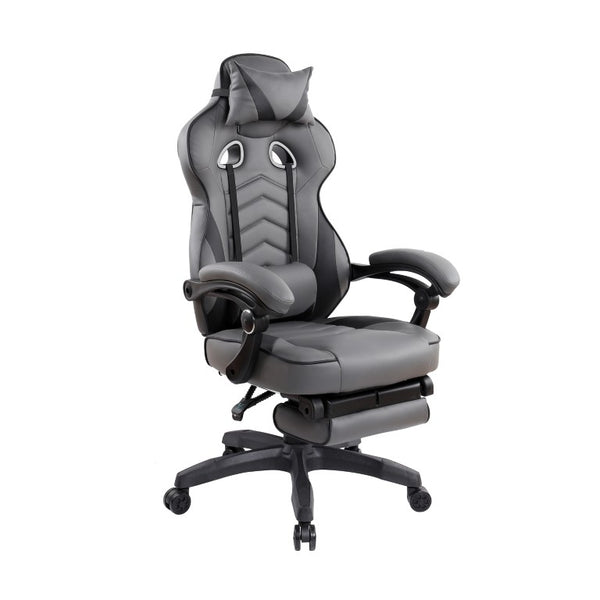 Gray Ergonomic Rolling Executive Chair with Adjustable Height and Built-in Footrest