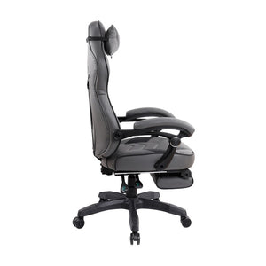 Gray Ergonomic Rolling Executive Chair with Adjustable Height and Built-in Footrest