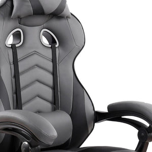 Gray Ergonomic Rolling Executive Chair with Adjustable Height and Built-in Footrest