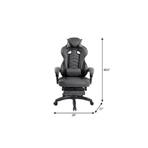 Gray Ergonomic Rolling Executive Chair with Adjustable Height and Built-in Footrest