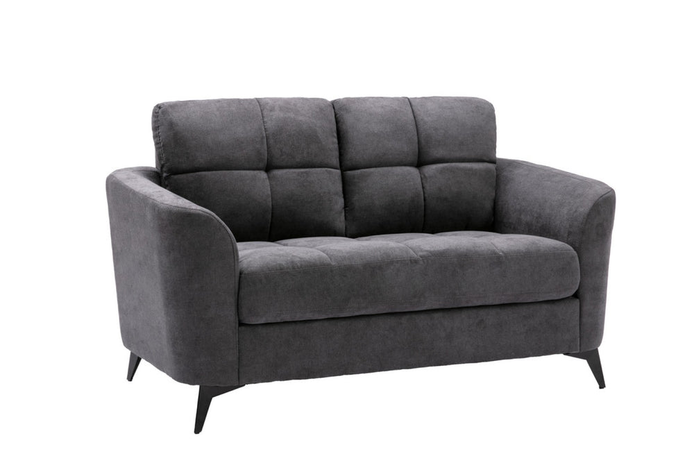 English Elm Carlotta Tufted Gray Woven Loveseat with Pocket Coil Support and Slim Metal Legs B2749S00139