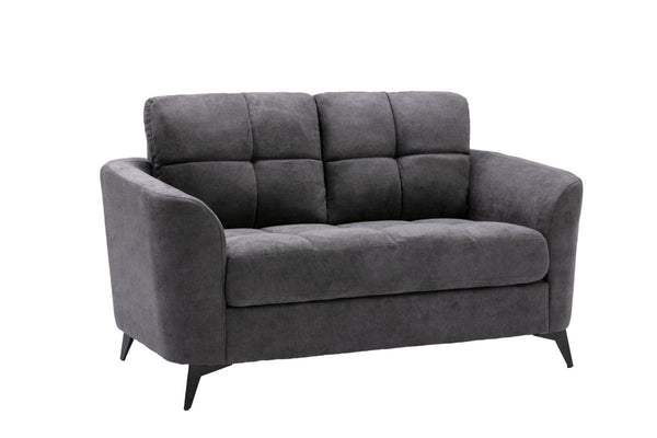 English Elm Carlotta Tufted Gray Woven Loveseat with Pocket Coil Support and Slim Metal Legs B2749S00139