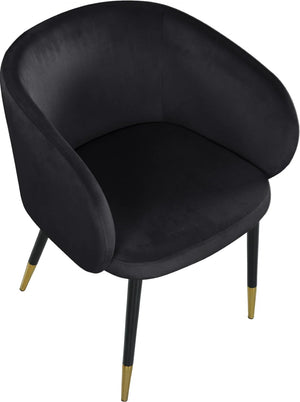 English Elm 1pc Velvet Barrel Back Accent Chair Gold Nailhead Trim Glamorous Curved Seat Black B011P496761