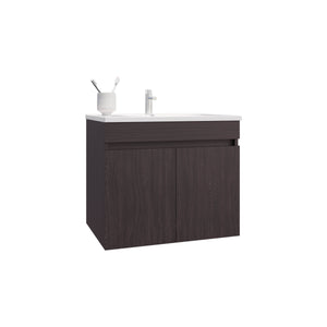 English Elm Bathroom Sleek Single-Door Vanity with Integrated Sink — Modern Minimalist Engineered Wood Storage, Durable & Eco-Friendly Black 28.74 L x 23.23 W x 12.99 H B097P296873
