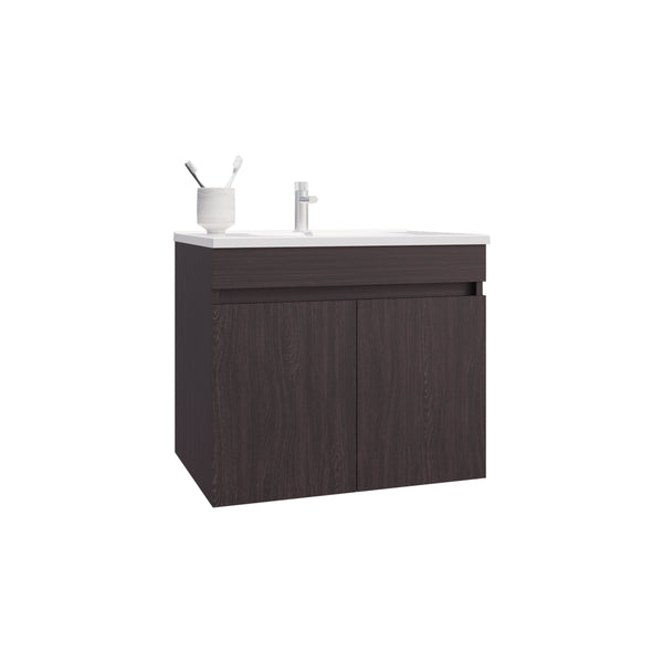 English Elm Bathroom Sleek Single-Door Vanity with Integrated Sink — Modern Minimalist Engineered Wood Storage, Durable & Eco-Friendly Black 28.74 L x 23.23 W x 12.99 H B097P296873