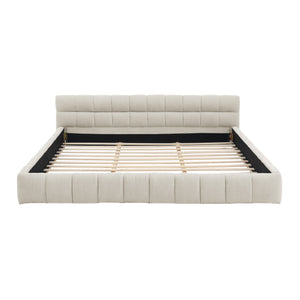 English Elm California King Upholstered Bed Frame - Plush Chenille Fabric, Solid Platform, No Box Spring Needed! W487P311322