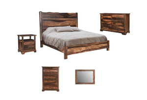 Five Piece Solid Wood Bedroom Collection with Vanity Mirror Rich Dark Finish