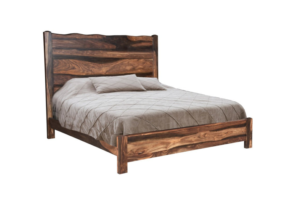 HomeRoots Five Piece Solid Wood Bedroom Collection with Vanity Mirror Rich Dark Finish 724333