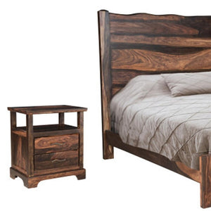 Five Piece Solid Wood Bedroom Collection with Vanity Mirror Rich Dark Finish