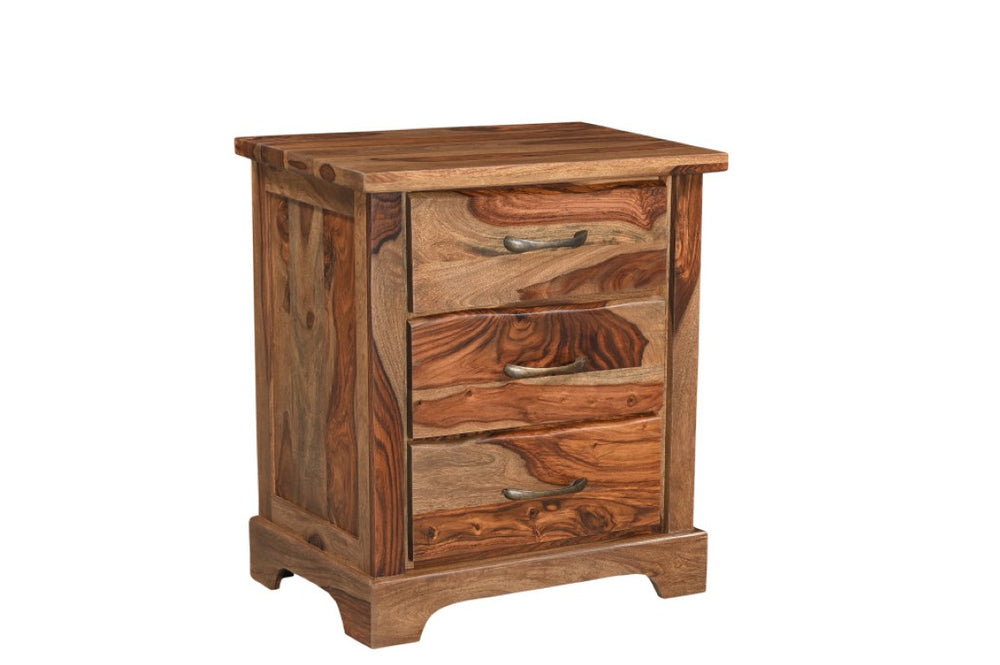 HomeRoots Five Piece Solid Wood Bedroom Collection with Vanity Mirror Classic Brown Finish 724334