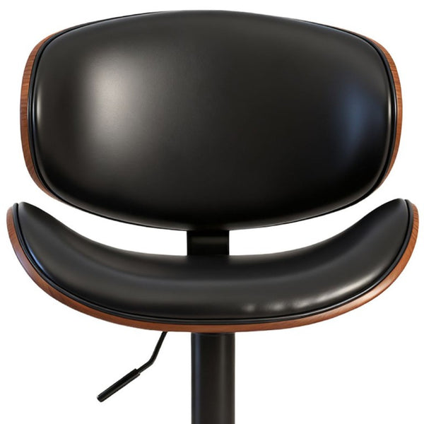 Set of Two Faux Leather Swivel Barstools Adjustable Height Aluminum Frame and Wood Footrest