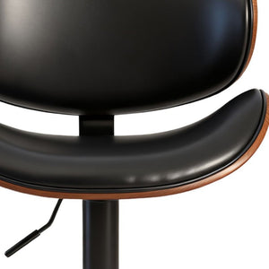 Set of Two Faux Leather Swivel Barstools Adjustable Height Aluminum Frame and Wood Footrest