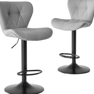 HomeRoots Set of Two Adjustable Swivel Barstools in Faux Leather with Aluminum Frame 724339