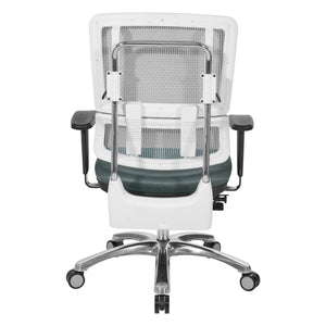 OSP Home Furnishings White Mesh Back Ergonomic Office Chair with Lumbar Support and Adjustable Arms for Managers 99661W-2M