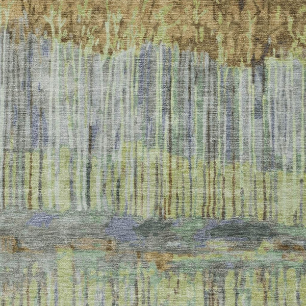 HomeRoots Abstract Washable Polyester Area Rug for Indoor Outdoor Patio Living Room Neutral Tones 5' x 8' 724380