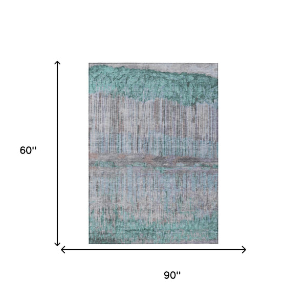 Abstract Washable Polyester Area Rug for Indoor Outdoor Patios Living Rooms and Foyers