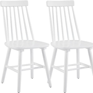 Set of 2 Windsor Spindle Back Solid Wood Dining Chairs for Farmhouse Kitchens