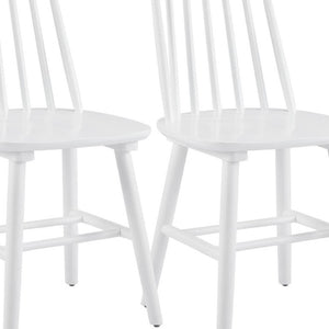 Set of 2 Windsor Spindle Back Solid Wood Dining Chairs for Farmhouse Kitchens