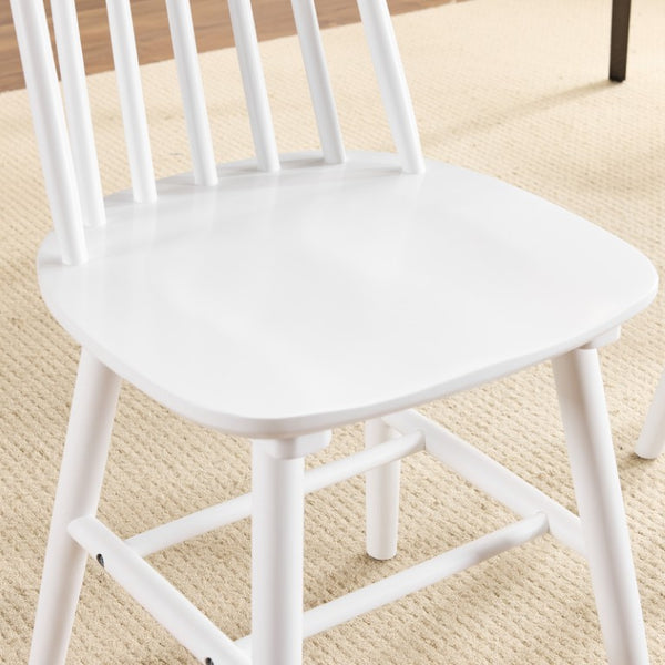 Set of 2 Windsor Spindle Back Solid Wood Dining Chairs for Farmhouse Kitchens