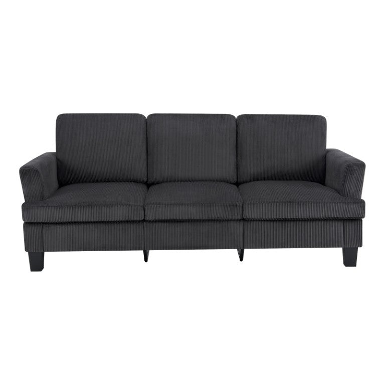HomeRoots 84 Inch Corduroy Upholstered Living Room Sofa with Deep Seating Comfort in Charcoal 724390