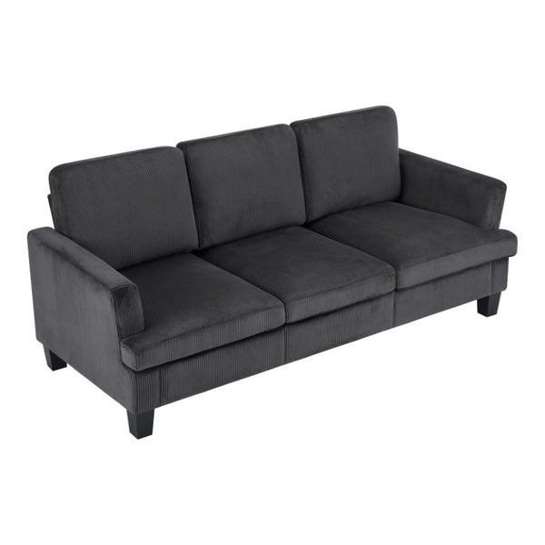 84 Inch Corduroy Upholstered Living Room Sofa with Deep Seating Comfort in Charcoal