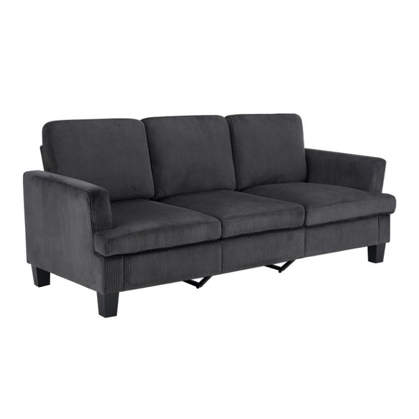 84 Inch Corduroy Upholstered Living Room Sofa with Deep Seating Comfort in Charcoal