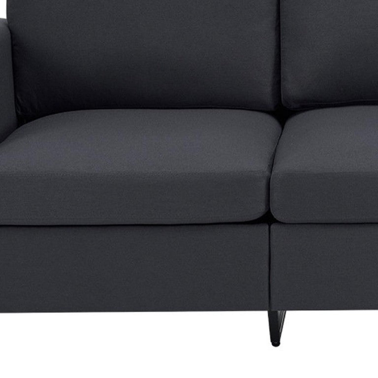 HomeRoots 84 Inch Linen Upholstered Sofa in Charcoal Gray for Modern Living Room Seating 724393