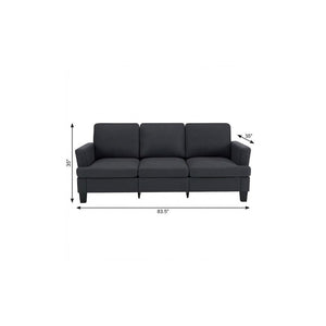 84 Inch Linen Upholstered Sofa in Charcoal Gray for Modern Living Room Seating
