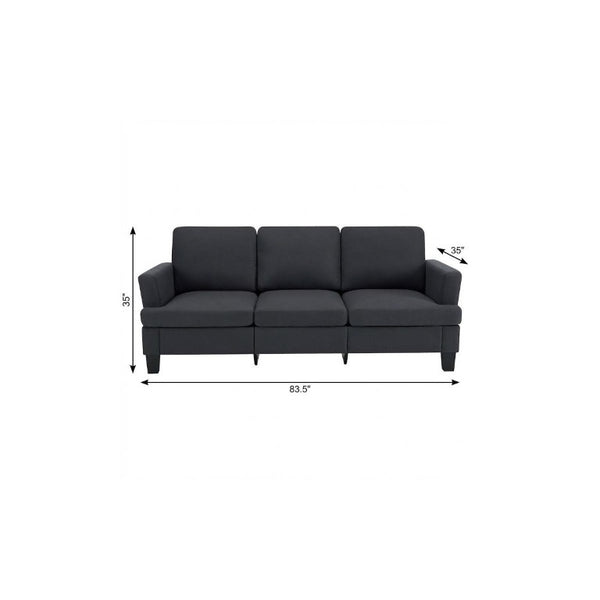 84 Inch Linen Upholstered Sofa in Charcoal Gray for Modern Living Room Seating