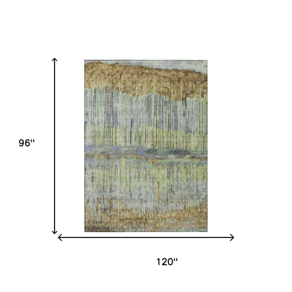 Abstract Washable Polyester Area Rug for Indoor Outdoor Patio Living Room Neutral Tones