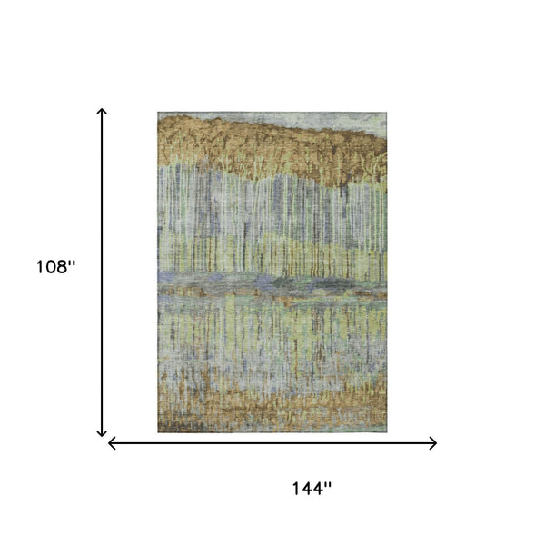 Abstract Washable Polyester Area Rug for Indoor Outdoor Patio Living Room Neutral Tones