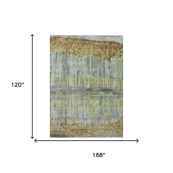 Abstract Washable Polyester Area Rug for Indoor Outdoor Patio Living Room Neutral Tones