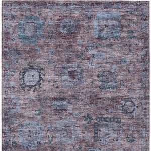 Abstract Washable Polyester Area Rug Low Pile for Indoor Outdoor Living Spaces and Patios