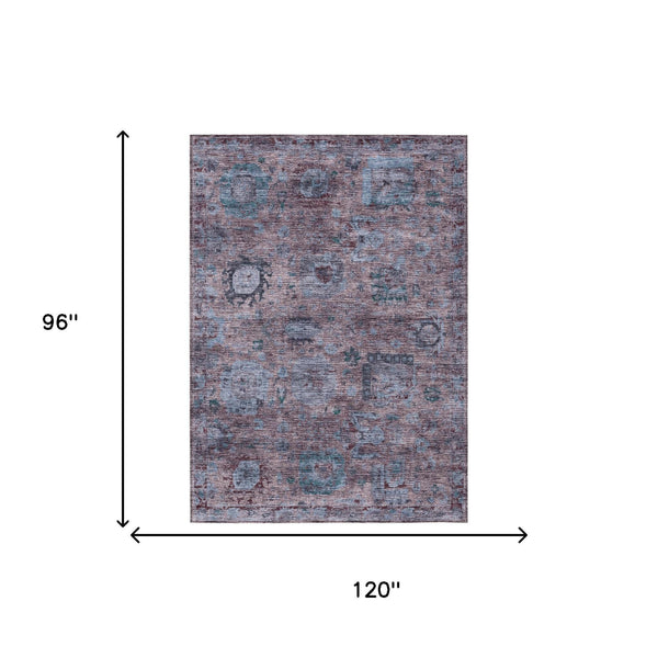 Abstract Washable Polyester Area Rug Low Pile for Indoor Outdoor Living Spaces and Patios