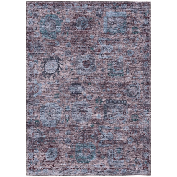 Abstract Washable Polyester Area Rug Low Pile for Indoor Outdoor Living Spaces and Patios