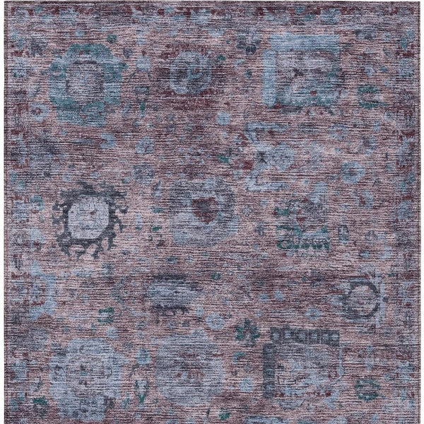 Abstract Washable Polyester Area Rug Low Pile for Indoor Outdoor Living Spaces and Patios