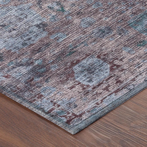Abstract Washable Polyester Area Rug Low Pile for Indoor Outdoor Living Spaces and Patios