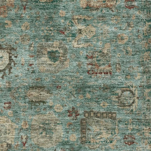 Abstract Teal Washable Polyester Area Rug for Indoor Outdoor Living Spaces and Coastal Decor