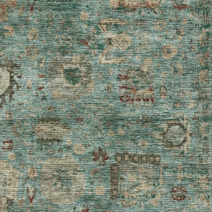 HomeRoots Abstract Teal Washable Polyester Area Rug for Indoor Outdoor Living Spaces and Coastal Decor 10' x 14' 724450