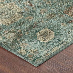 Abstract Teal Washable Polyester Area Rug for Indoor Outdoor Living Spaces and Coastal Decor