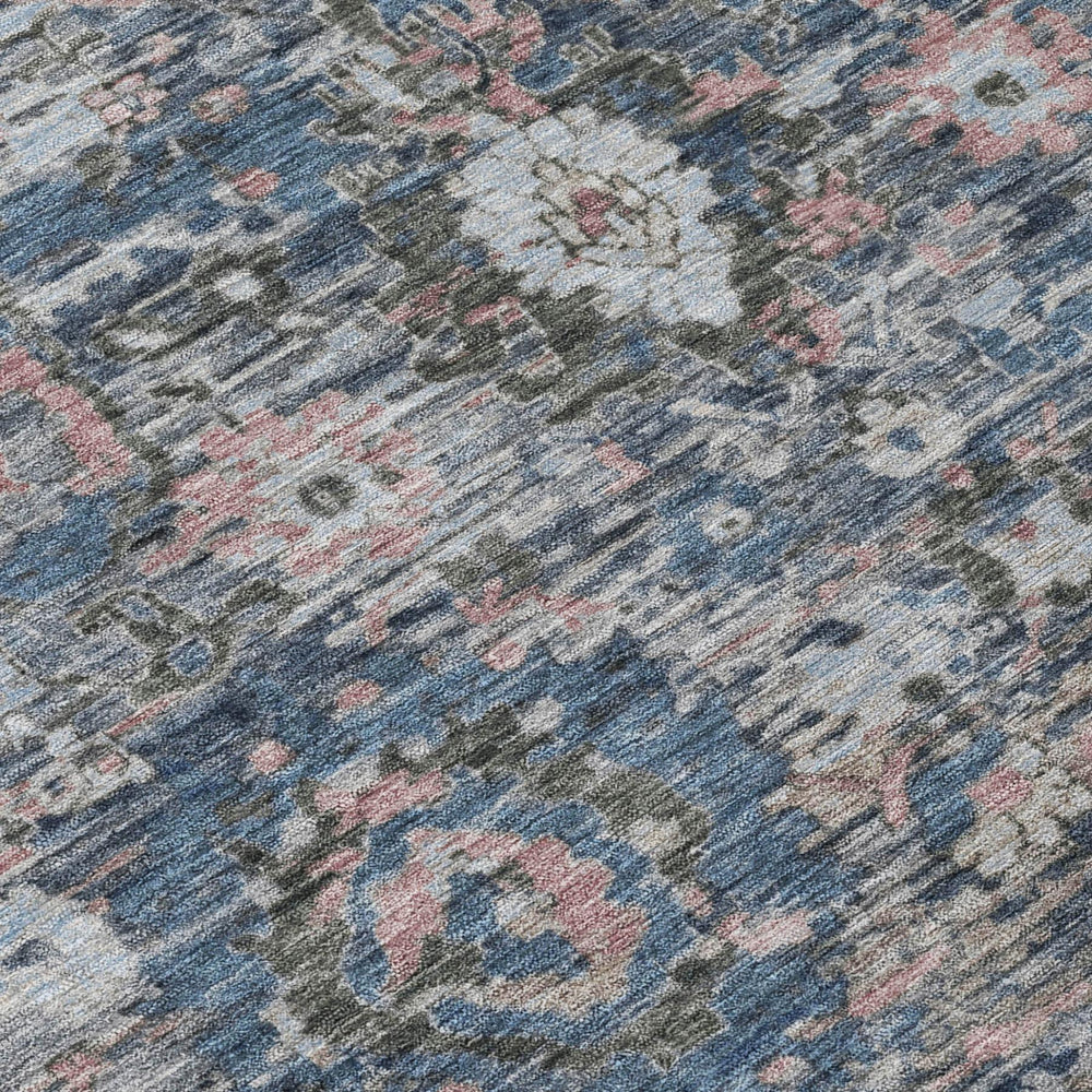 HomeRoots 8 Foot Round Floral Polyester Area Rug Washable Indoor Outdoor Coastal Patio Decor 724493