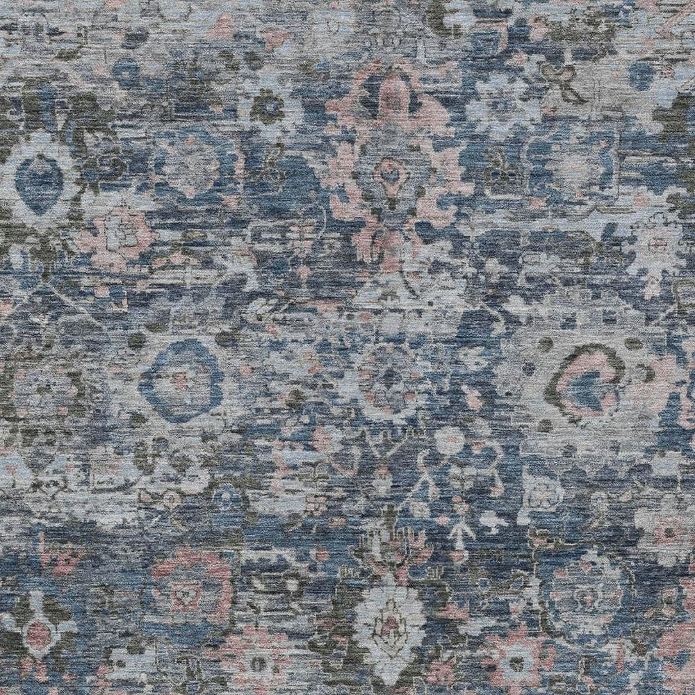 HomeRoots Floral Washable Polyester Area Rug for Indoor Outdoor Patios Living Rooms Cottage Style 10' x 14' 724496