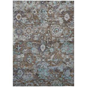 Floral Polyester Area Rug Machine Washable Indoor Outdoor Transitional Patio Living Decor