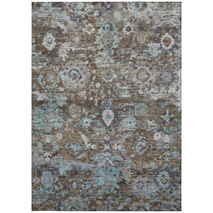 Floral Polyester Area Rug Machine Washable Indoor Outdoor Transitional Patio Living Decor
