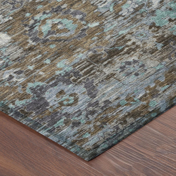 Floral Polyester Area Rug Machine Washable Indoor Outdoor Transitional Patio Living Decor