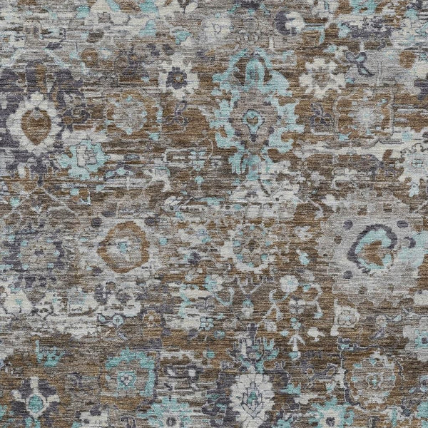 Floral Polyester Area Rug Machine Washable Indoor Outdoor Transitional Patio Living Decor